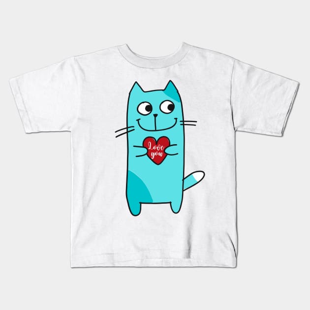 Cat's love Kids T-Shirt by JessyCuba